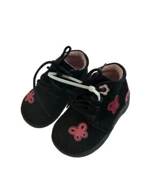 NWT Perfection Toddler/Baby Girl 5.5W Suede Genuine Leather Lace Up Boots Shoes
